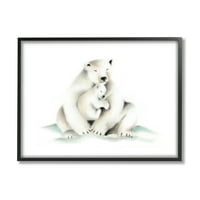 Camera copiilor de Stupell drăguț desen animat Copil urs Polar familie Zoo pictura animalelor încadrată Giclee arta texturizată