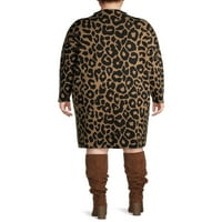 Terra & Sky femei Plus Dimensiune Leopard Jacquard pulover rochie