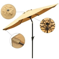 Allieroo 9ft patio umbrela prelate aluminiu în aer liber piață umbrela cu manivelă oțel coaste și vânt Vent poliester Bej