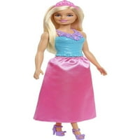 Barbie Dreamtopia Royal Doll, blondă cu fustă roz, pantofi și accesoriu pentru păr