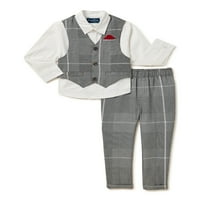 Freestyle Revolution Toddler Boy rochie cămașă, vestă și pantaloni Set de ținute, 3 piese, dimensiuni 2T-3T