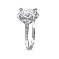 1-Carat T. G. W. creat safir alb și diamant-Accent 10kt Aur Alb Halo inel de logodna