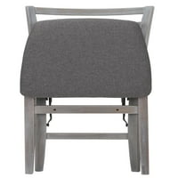 Scaun pliant din lemn cu spate conturat cu scaun din material textil, alb și gri, pachet 2