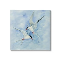 Două Păsări Care Zboară Cerul Faunei Sălbatice Animale & Insecte Pictura Galerie Înfășurat Panza Imprimare Perete Arta