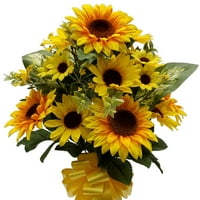 Piloni flori artificiale în vază, floarea soarelui în culoare galbenă