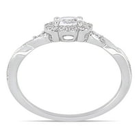 Carat T. G. W. a creat safir alb și Carat T. W. diamant inel Floral din argint Sterling