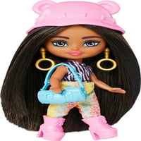 Barbie Extra mini mini Travel Doll cu Safari Animal Print Fashion, Barbie Extra Fly
