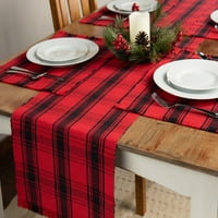 Timp de vacanță Buffalo Plaid Table Runner, negru și roșu