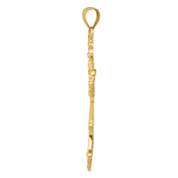 Primal aur Karat aur galben mare Fleur De Lis cruce pandantiv cu cablu coarda lanț