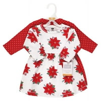 Hudson Baby rochii din bumbac pentru sugari și copii mici, Poinsettia Dot, 9 luni