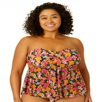 Timp și Tru femei Plus Dimensiune florale Sweetheart Tankini Top