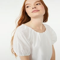 Bluză plisată pentru femei cu mâneci scurte