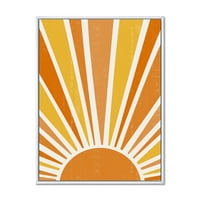 Designart 'Minimal bright Shining Orange Sun Rays II' imprimare modernă de artă de perete din pânză încadrată