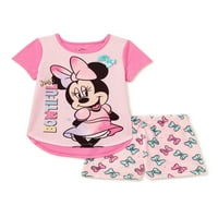 Minnie Mouse Maneca Scurta Echipajul Gât Imprimate Pijamale Set