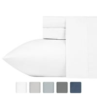 California Design Den Thread Count set de foi amestec de bumbac alb strălucitor, piesă Twin XL