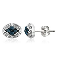 JewelersClub albastru și alb cercei cu diamante pentru femei Sterling Silver-albastru și alb diamond Studs-hipoalergenic Sterling