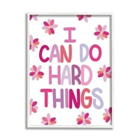 Stupell Industries I Can Do Hard Things umoristic Floral Pattern Framed Wall Art, 20, Design de Emily Cromwell