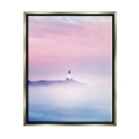 Stupell Industries Ceață Roz & Violet Lighthouse Cer Coastă Fotografie Gri Floater Înrămate Arta Imprimare Arta De Perete