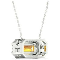 Imperial Gemstone 10k Aur Alb Smarald tăiat Citrine CT TW diamant Halo Pandantiv colier