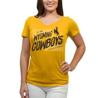Wyoming Cowboys Scatter Doodle femei juniori echipa mânecă scurtă V gât Tee Shirt