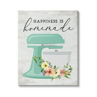 Stupell Indtries fericirea este fraza de casă florale bucătărie Stand Mixer, 20, Design de Litere și căptușite