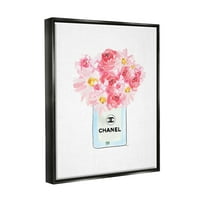 Stupell Industries buchet de flori roz mixt motiv de modă de lux artă grafică Jet Black Floating Framed Canvas Print artă de perete,