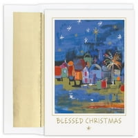 Cărți De Crăciun Din Hârtie Și Set De Plicuri Potrivite, Oraș Binecuvântat, Pachet De 18