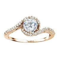 Set de mireasă inel: inel de logodnă cu diamante și centru Moissanite din Aur Roz DE 14k
