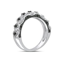 Carat T. W. diamant negru 10kt aur alb inel semi-eternitate