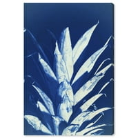 Wynwood Studio Food and Cuisine Wall Art Canvas Prints 'Pineapple Sun Print Cyanotype' fructe-Albastru, Gri