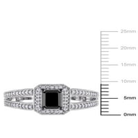 Carat TW diamant alb-negru 10kt Aur Alb Split Gamba inel de logodna