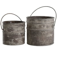 Găleți accesorii din beton cu mânere metalice-Onley Gray-Set de 2