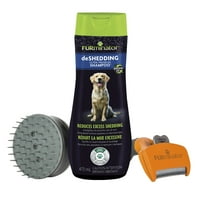 Furminator Dog Grooming Bundle, Count Value Pack, conține perie de baie, șampon Ultra Premium Deshedding, instrument de deShedding