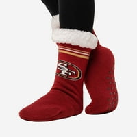 49ers Stripe Logo Tall Footy papuci de casă-unise Fuzzy șosete