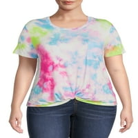 Fără Limite Juniori Plus Dimensiune Tie Dye Twist Buzunar Frontal T-Shirt