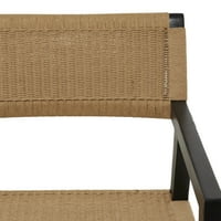 DecMode 21 32 scaun de sufragerie țesut manual din lemn maro închis, cu cotiere, 1 bucată
