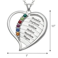 Bijuterii de familie personalizate familia mamei placate cu rodiu sau placate cu aur piatră de Naștere și nume colier de inimă,