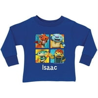 Tricou Personalizat Wallykazam Squares Royal Toddler Boys ' Albastru Cu Mânecă Lungă