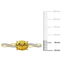 Carat T. G. W. Citrine și Carat T. W. diamant 14kt inel de logodnă încrucișat din Aur Galben
