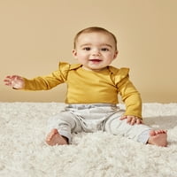Little Star Organic Baby Girl PK Body Cu Mânecă Lungă, Mărime Nou-Născut-Luni