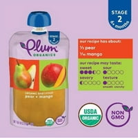 Plum Organics Stage Alimente Organice Pentru Copii, Pere Și Mango, Pungă