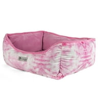 by Baguette pat reversibil pentru câini Micro-pluș pentru rase de dimensiuni mici, Tie-Dye Roz