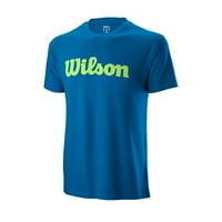 Tricou din bumbac pentru bărbați Wilson, albastru Imperial Verde ascuțit