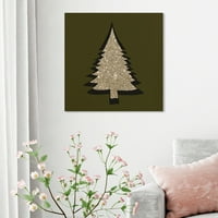 Wynwood Studio de vacanță și de sezon de perete arta panza printuri 'pine tree Silhouette' sărbători-Aur, Verde