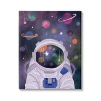 Stupell Industries cosmice Univers reflecție Astronaut casca Galaxy stele panza arta de perete, 48, Design de Lisa Perry Whitebutton