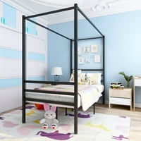 Metal Twin baldachin paturi Cadru-Tiwn Dimensiune Platforma pat cadru pentru copii adulți dormitor-12.4 Sub Pat de stocare-Negru