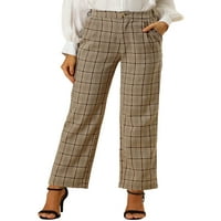 Chilipiruri unice femei Crăciun carouri pantaloni buzunare picior drept Casual pantalon