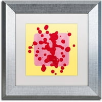 Marcă comercială Fine Art 'Pink Square on Yellow' Canvas Art de Amy Vangsgard, alb mat, cadru argintiu