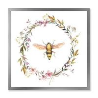 Designart 'flori sălbatice coroană și o albină' fermă încadrată Art Print