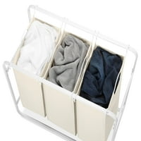 Whitmor stil Retro Triple spălătorie sortator cu saci detașabile-Alb & Canvas - 15.8 33.5 30.7